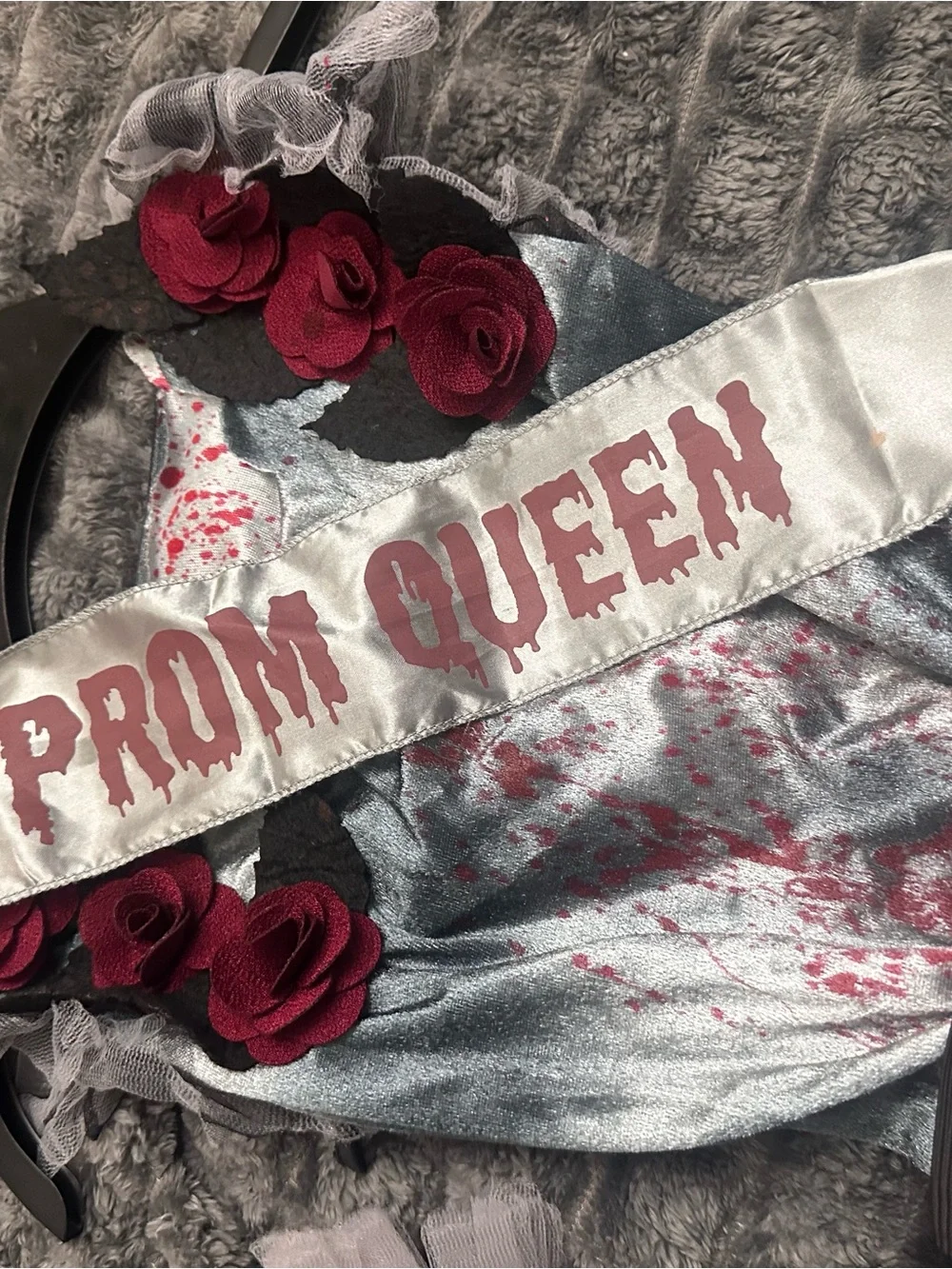 Kids Prom Queen Halloween Costume in Gray and Burgundy